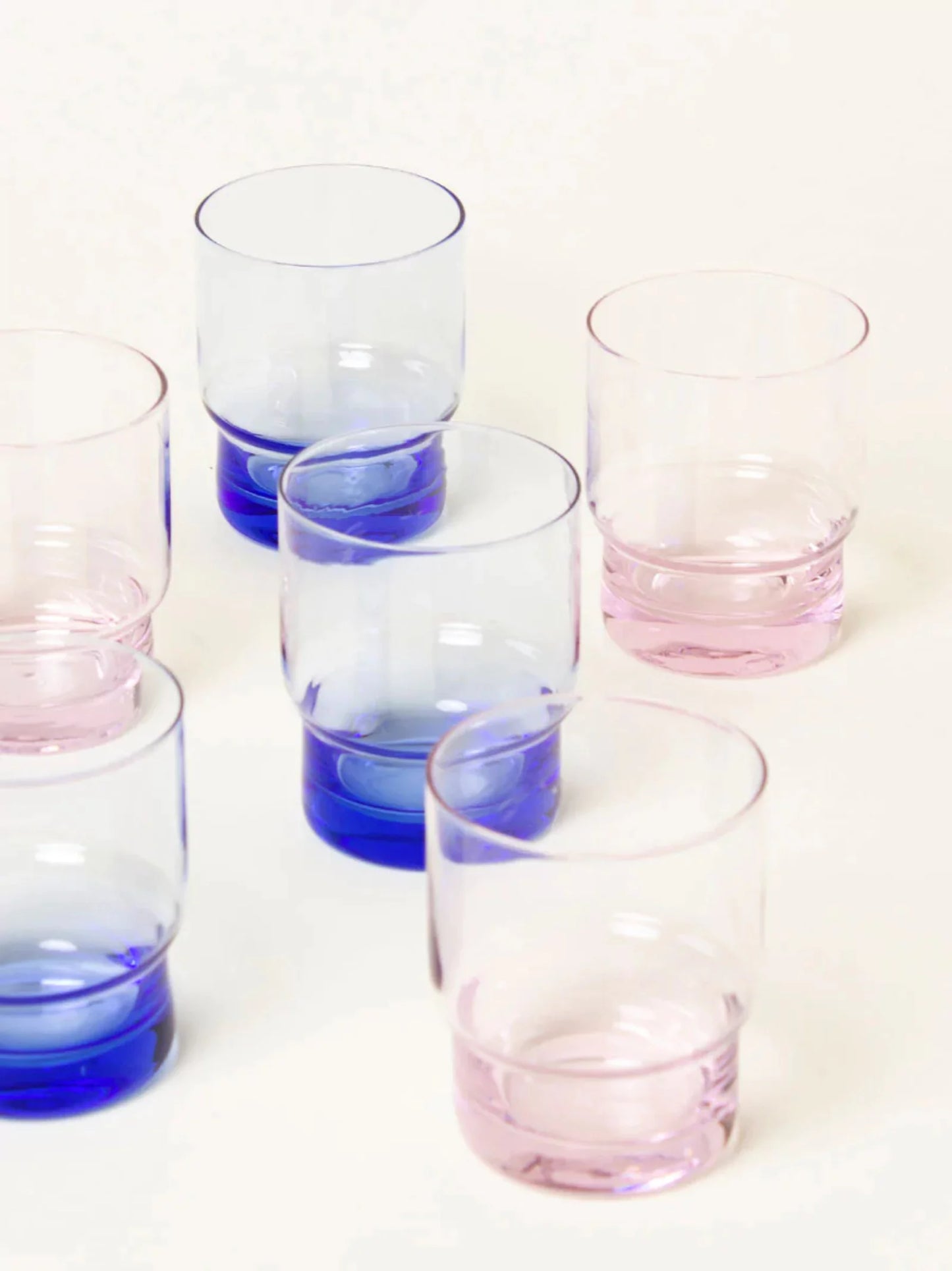 Pink and Blue Water Glasses Set of 6