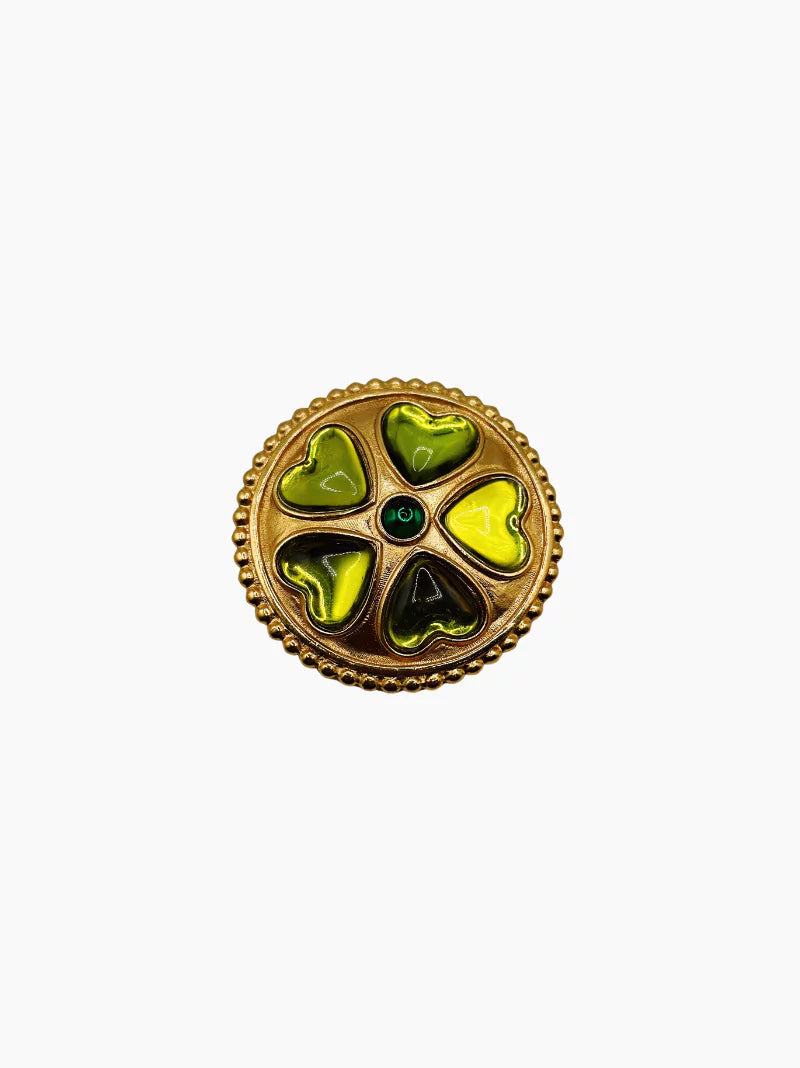 Yves Saint Laurent Green Hearts Brooch