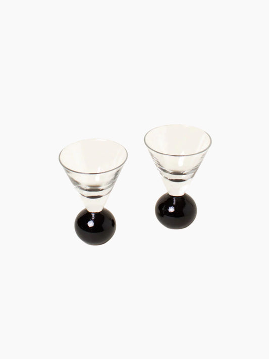 Black Sphere Liquor Glasses Set of 2