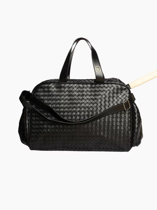 Black Woven Leather Racket Bag