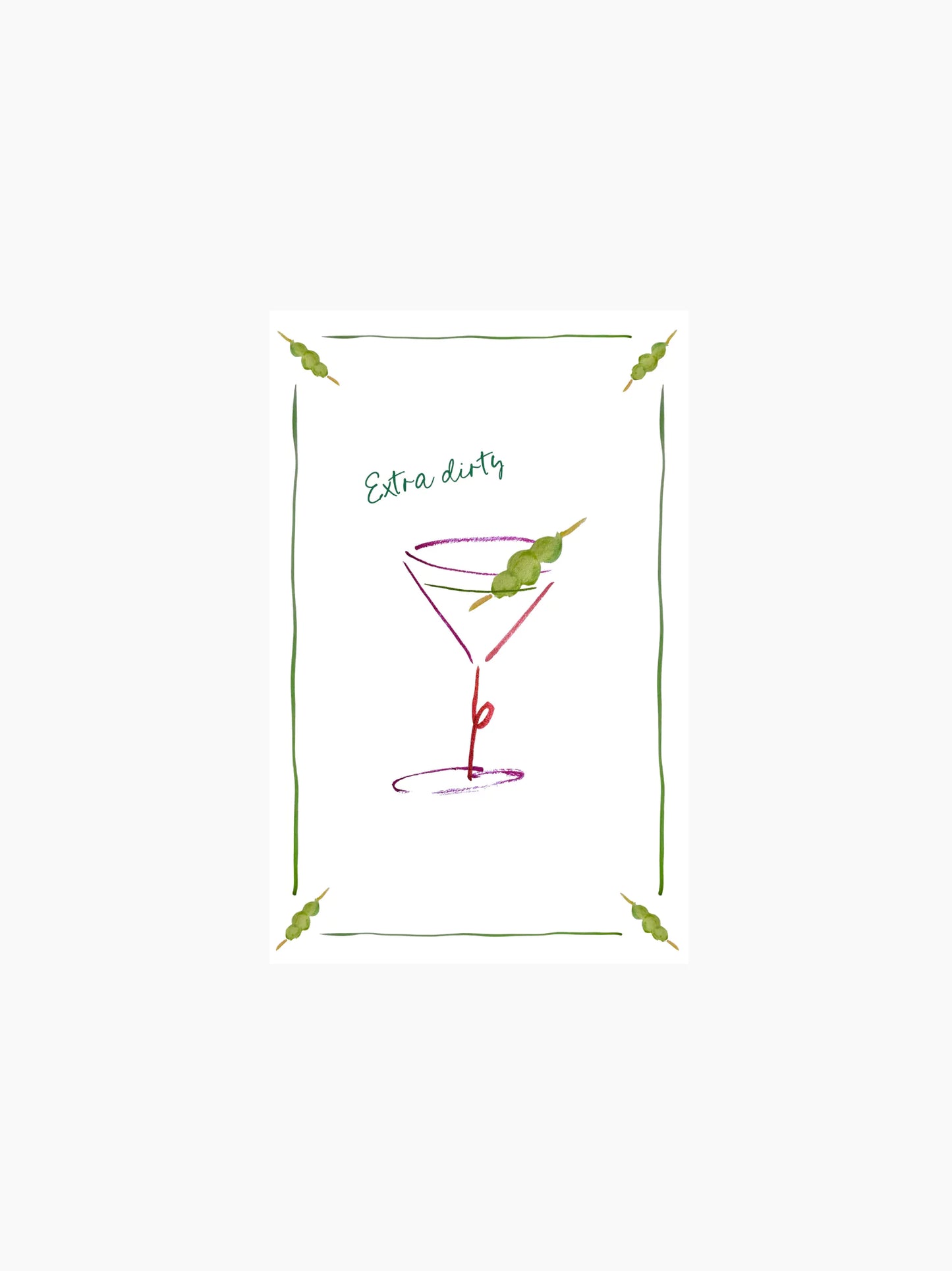 Extra Dirty Martini Linen Tea Towel
