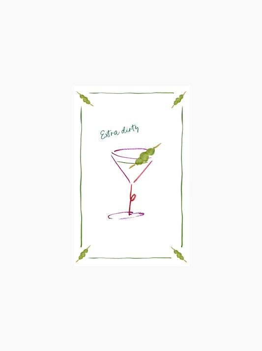 Extra Dirty Martini Linen Tea Towel