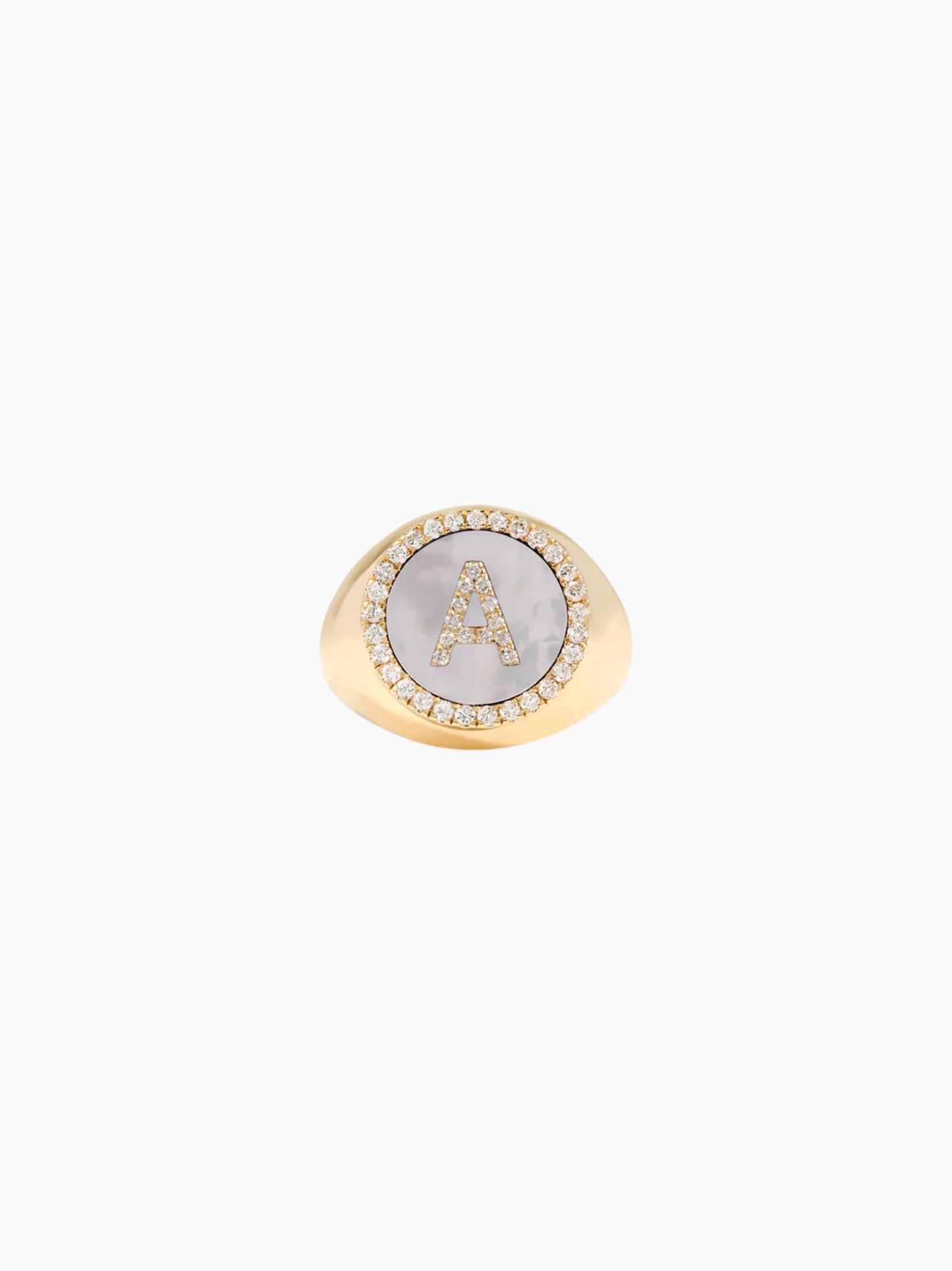 Mother of Pearl Letter Signet Ring