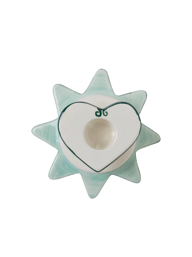 Blue Star Heart Candle Holder