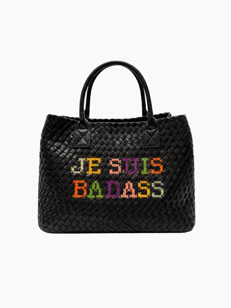 Je Suis Badass Embroidered Woven Bag