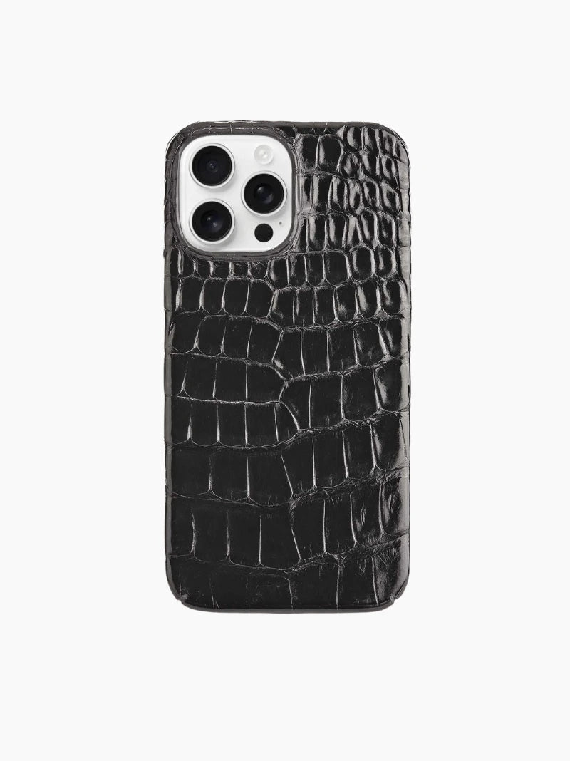 Polished Black Crocodile iPhone Case