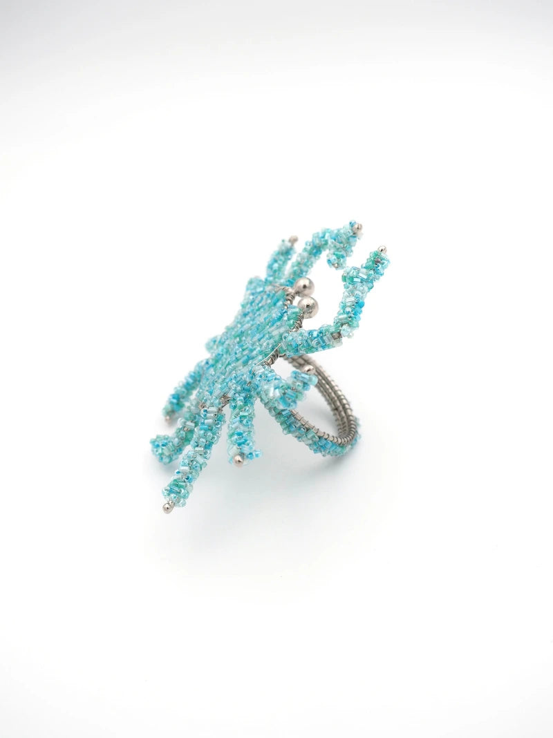 Crab Beaded Napkin Ring Set