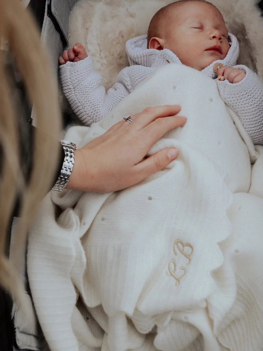 Personalised Cashmere Scallop Baby Blanket