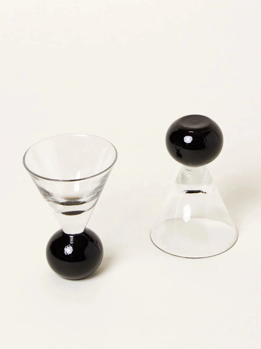 Black Sphere Liquor Glasses Set of 2