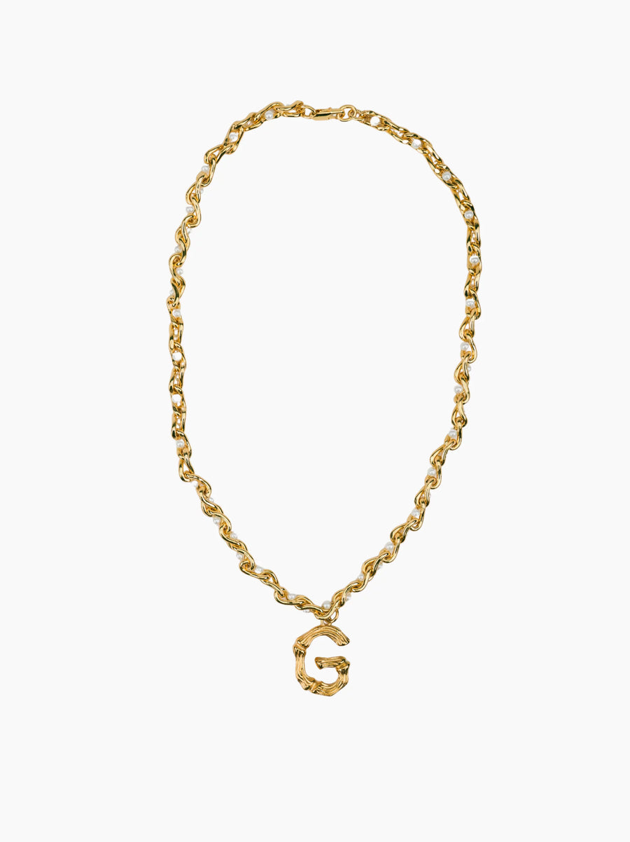 Pearl Gold Initial Chain