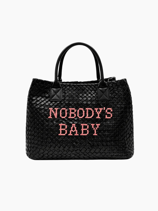 Nobody's Baby Embroidered Woven Bag