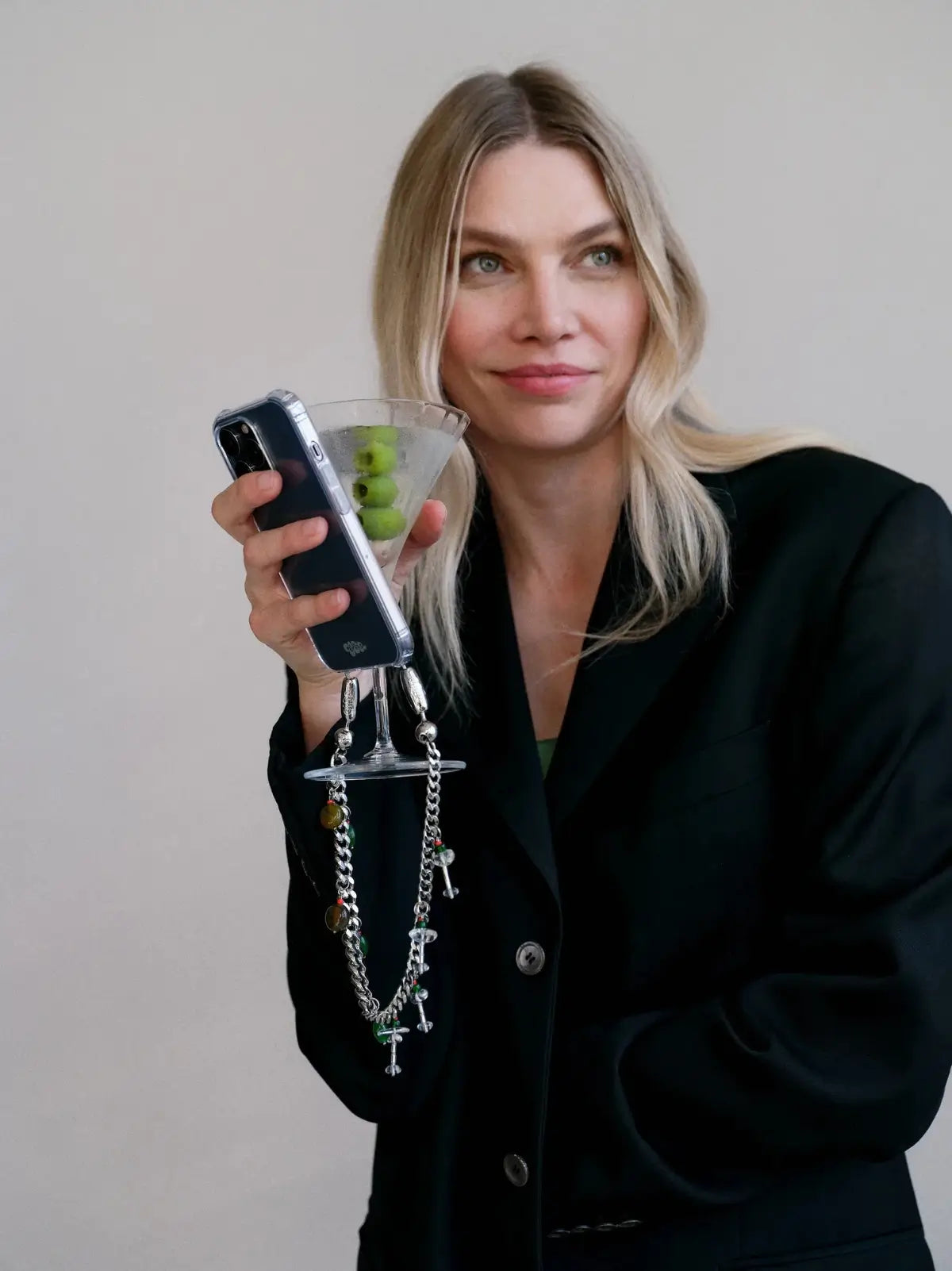 Curb Chain Martini Phone Wristlet