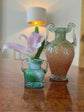 Green Patterned Handblown Glass Vase
