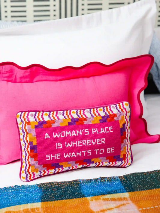 A Woman's Place Needlepoint Pillow