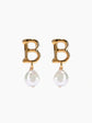 Gold Pearl Letter Earrings