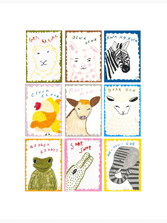 Baby Animal Art Prints Set of 9