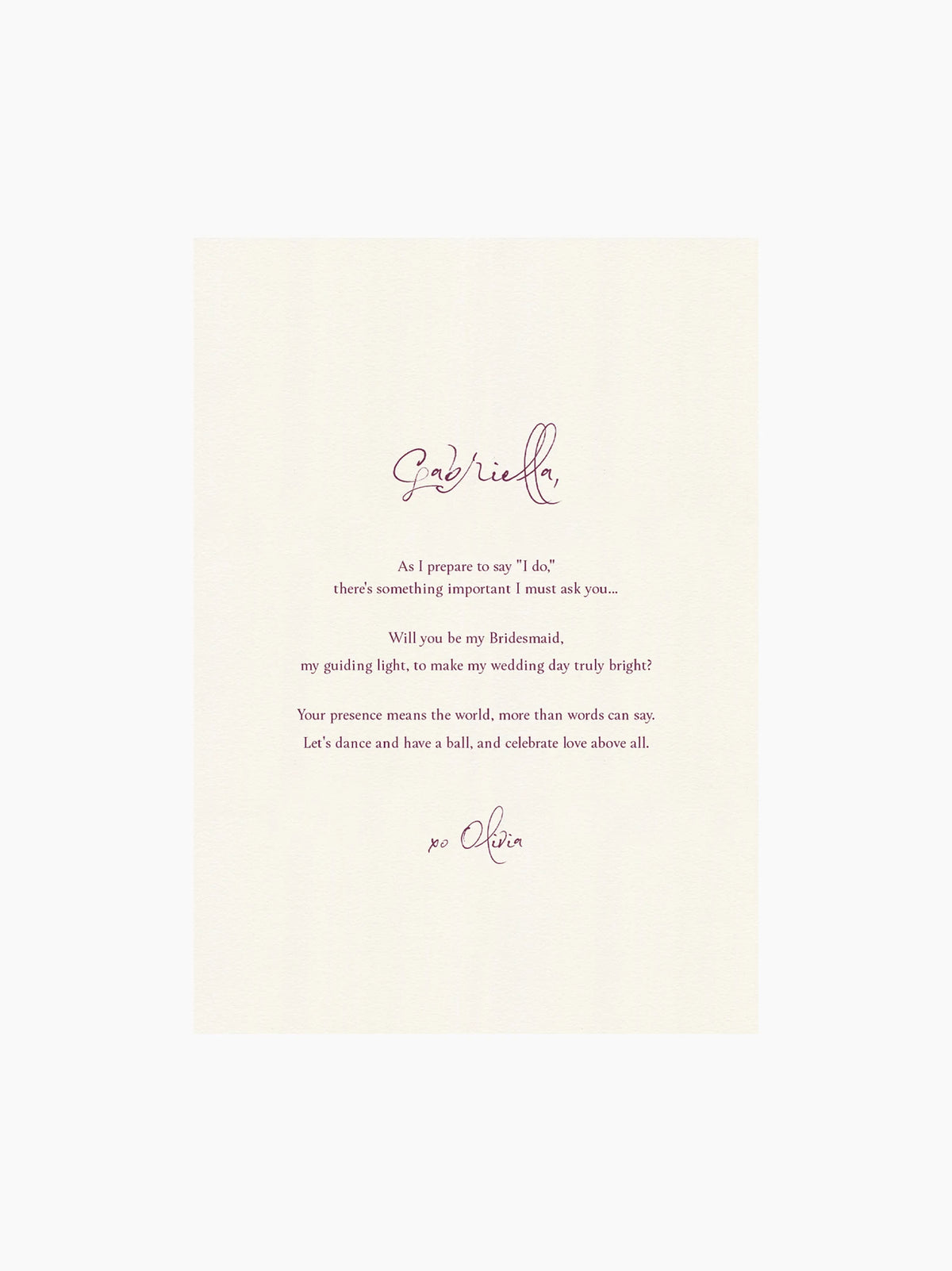 Purple Be My Bridesmaid Card