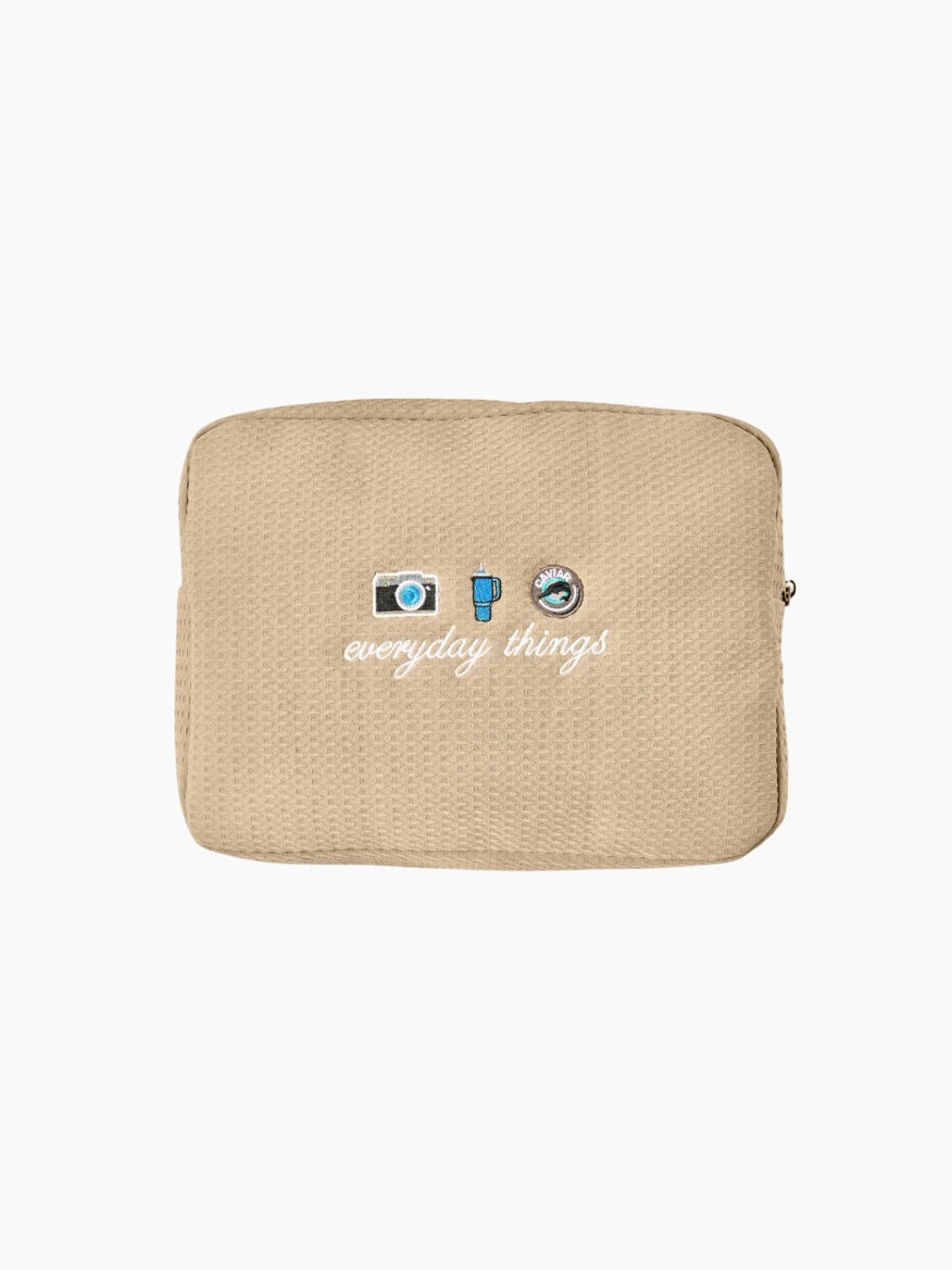 Personalised Beige Waffle Pouch