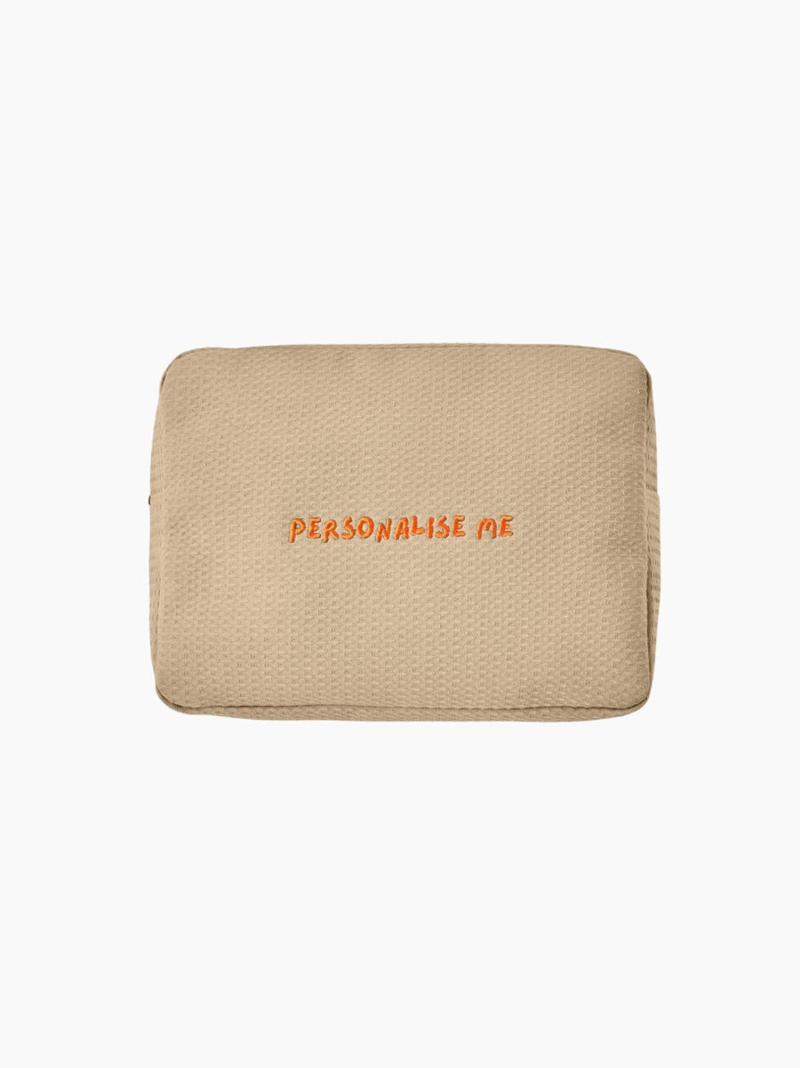 Personalised Beige Waffle Pouch