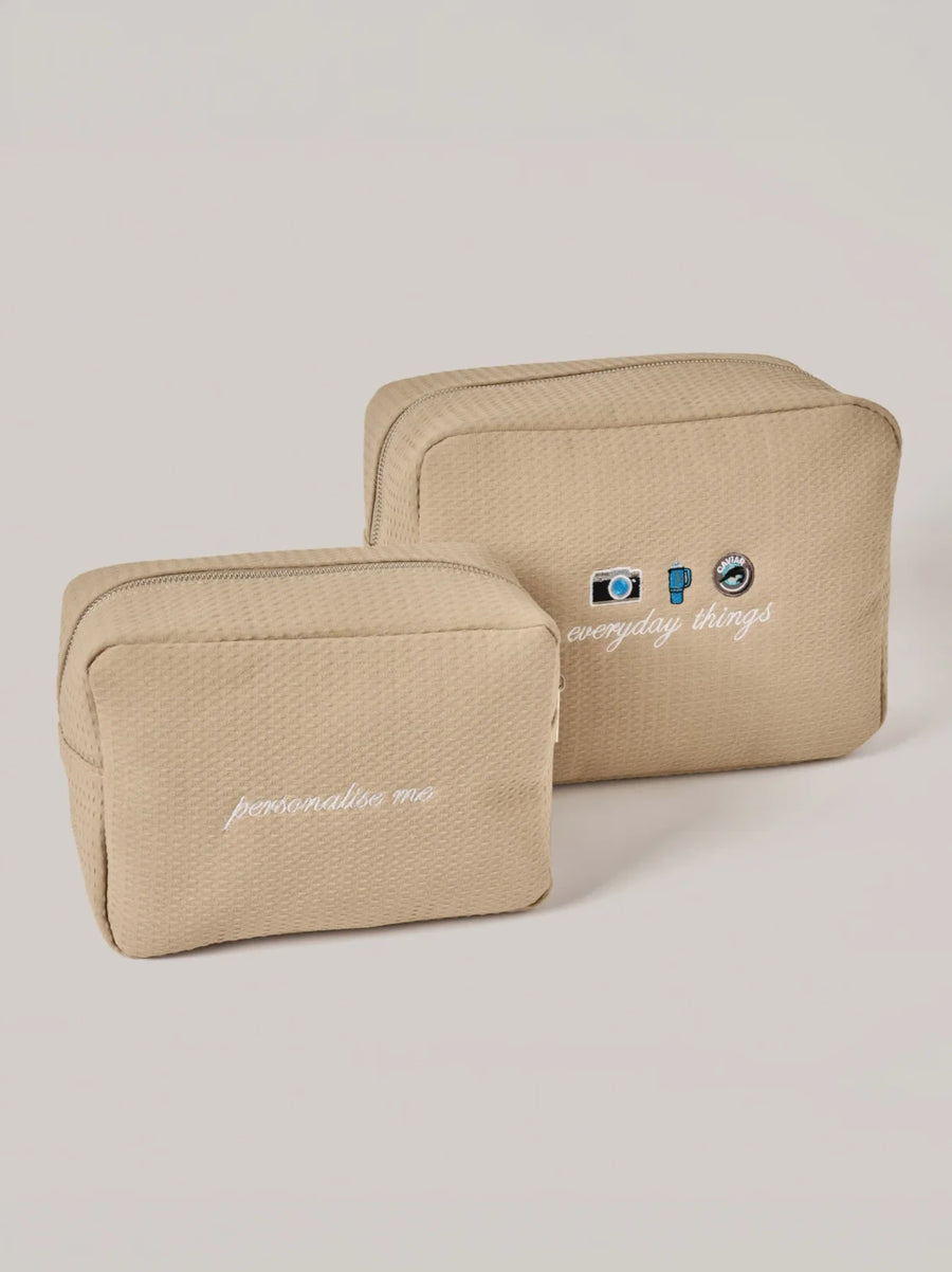 Personalised Beige Waffle Pouch