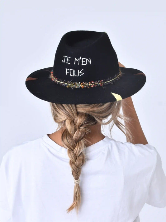Black Je M'en Fous Wool Hat