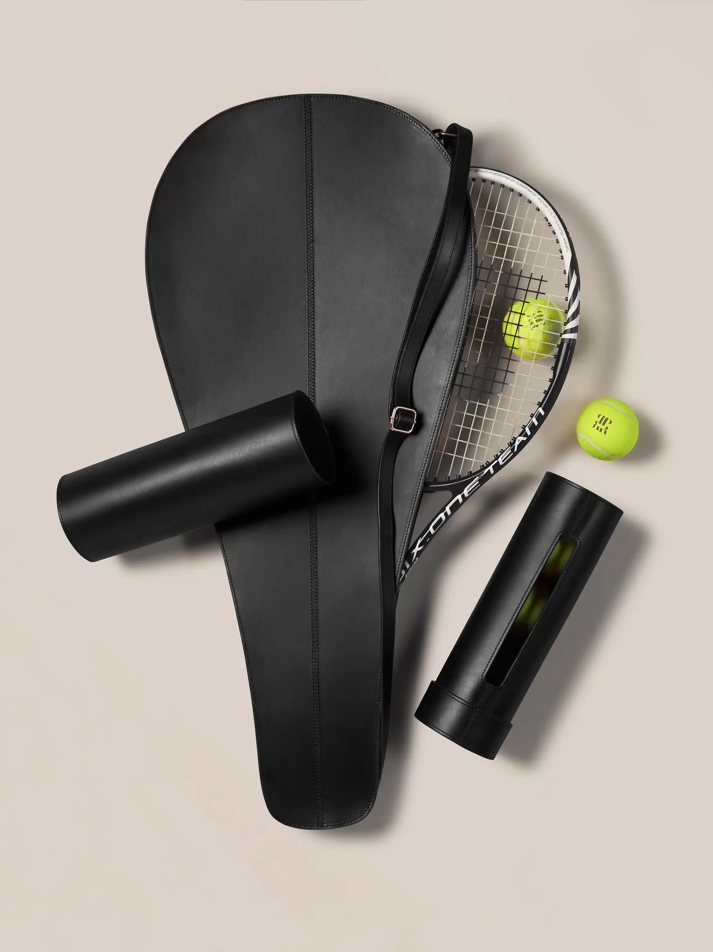 Black Leather Tennis Racket Cover