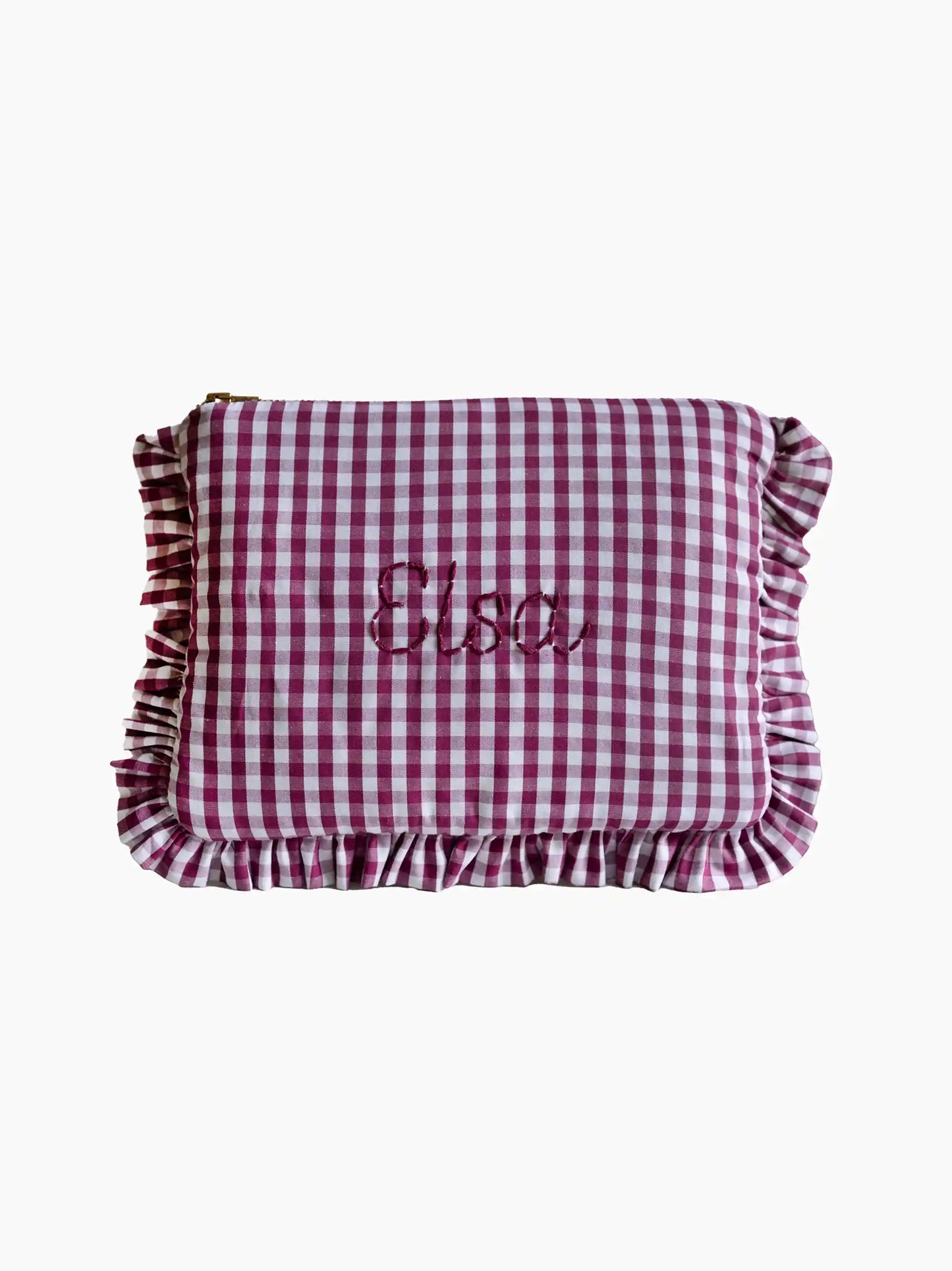 Personalised Bordeaux Vichy Baby Zip Pouch