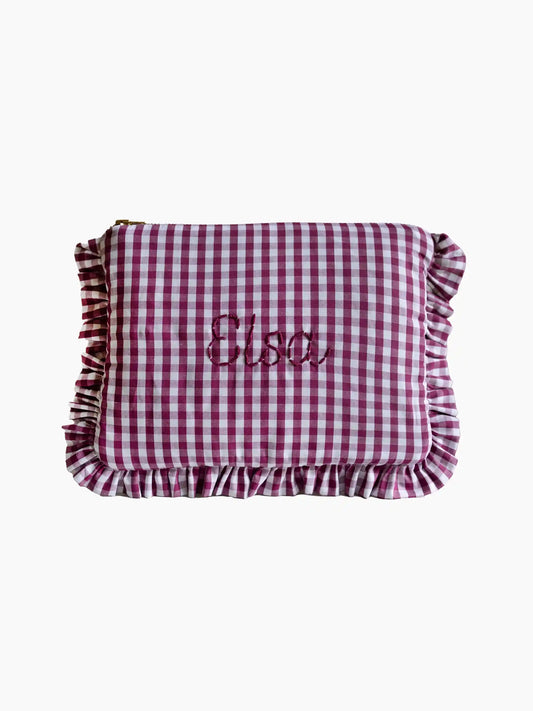 Personalised Bordeaux Vichy Baby Zip Pouch