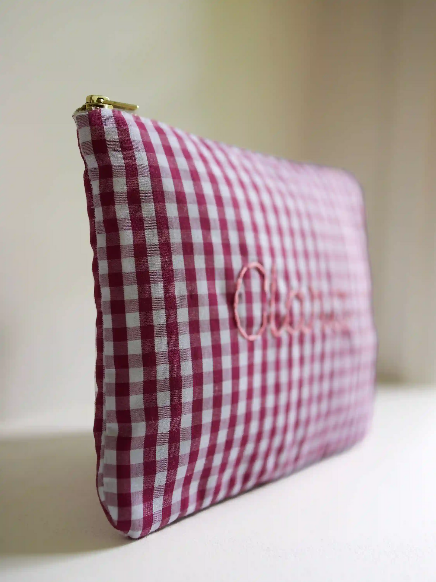 Personalised Bordeaux Vichy Baby Zip Pouch