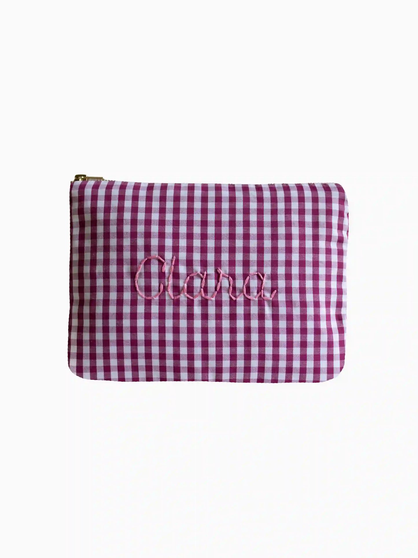 Personalised Bordeaux Vichy Baby Zip Pouch