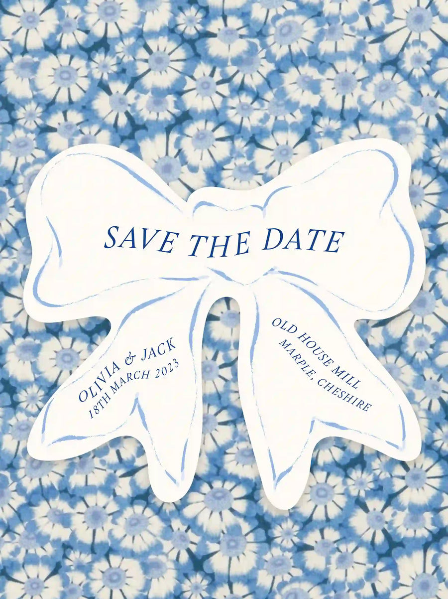 Bow Save The Date Wedding Cards