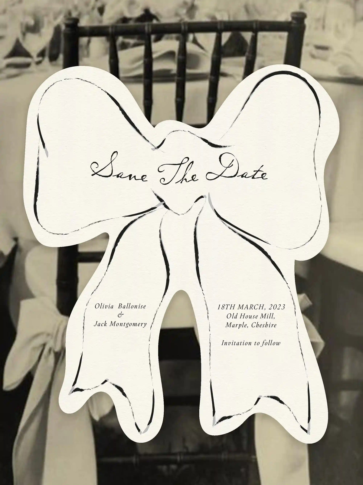 Bow Save The Date Wedding Cards