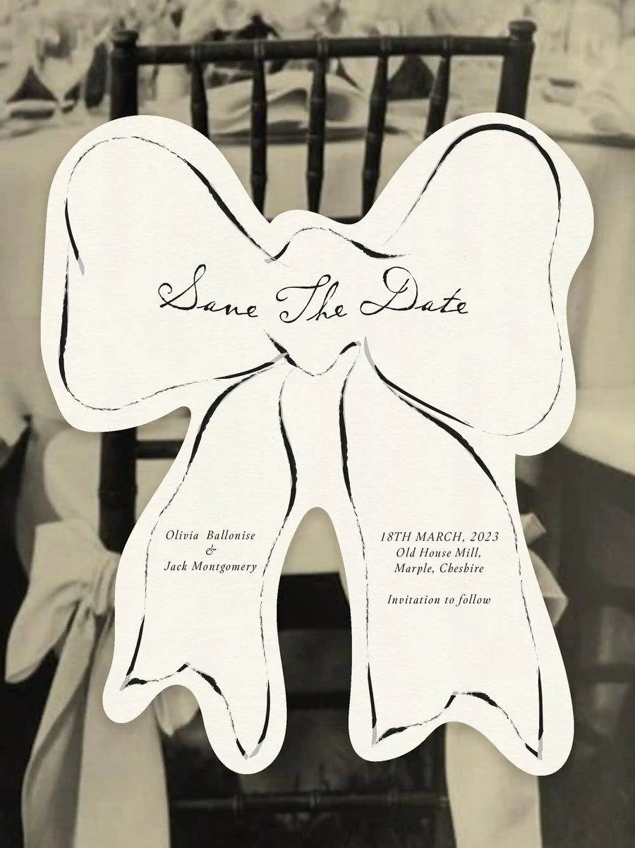 Bow Save The Date Wedding Cards
