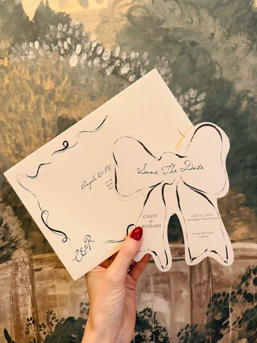 Bow Save The Date Wedding Cards