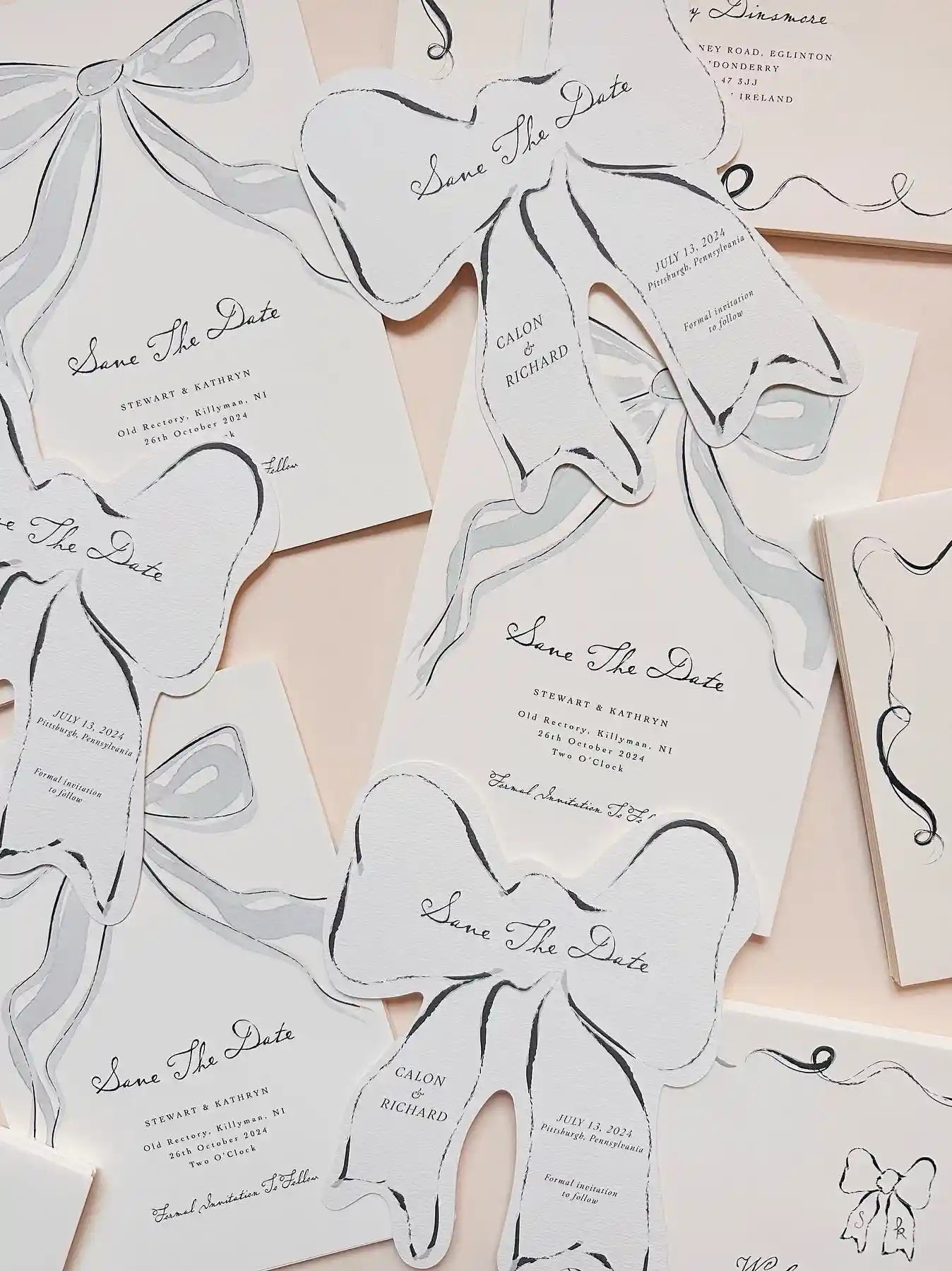 Bow Save The Date Wedding Cards