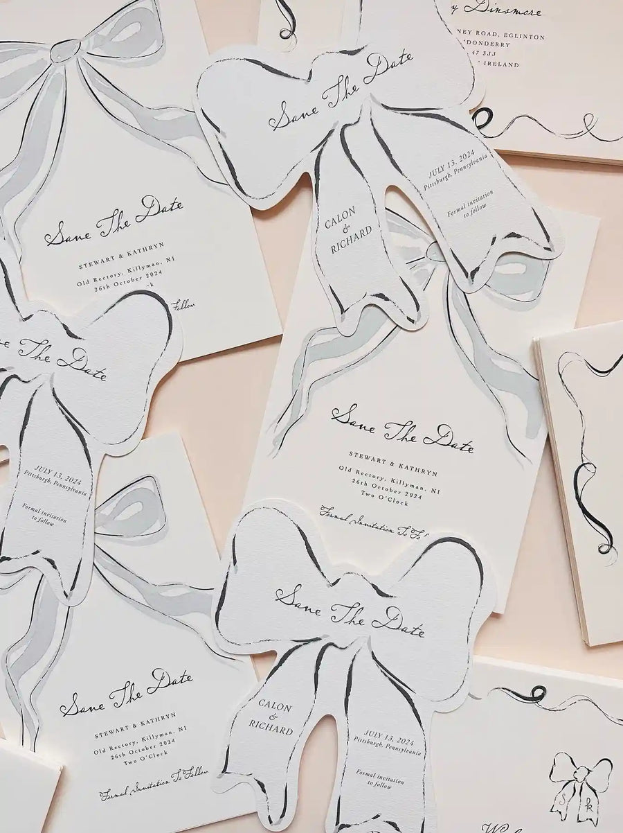 Bow Save The Date Wedding Cards