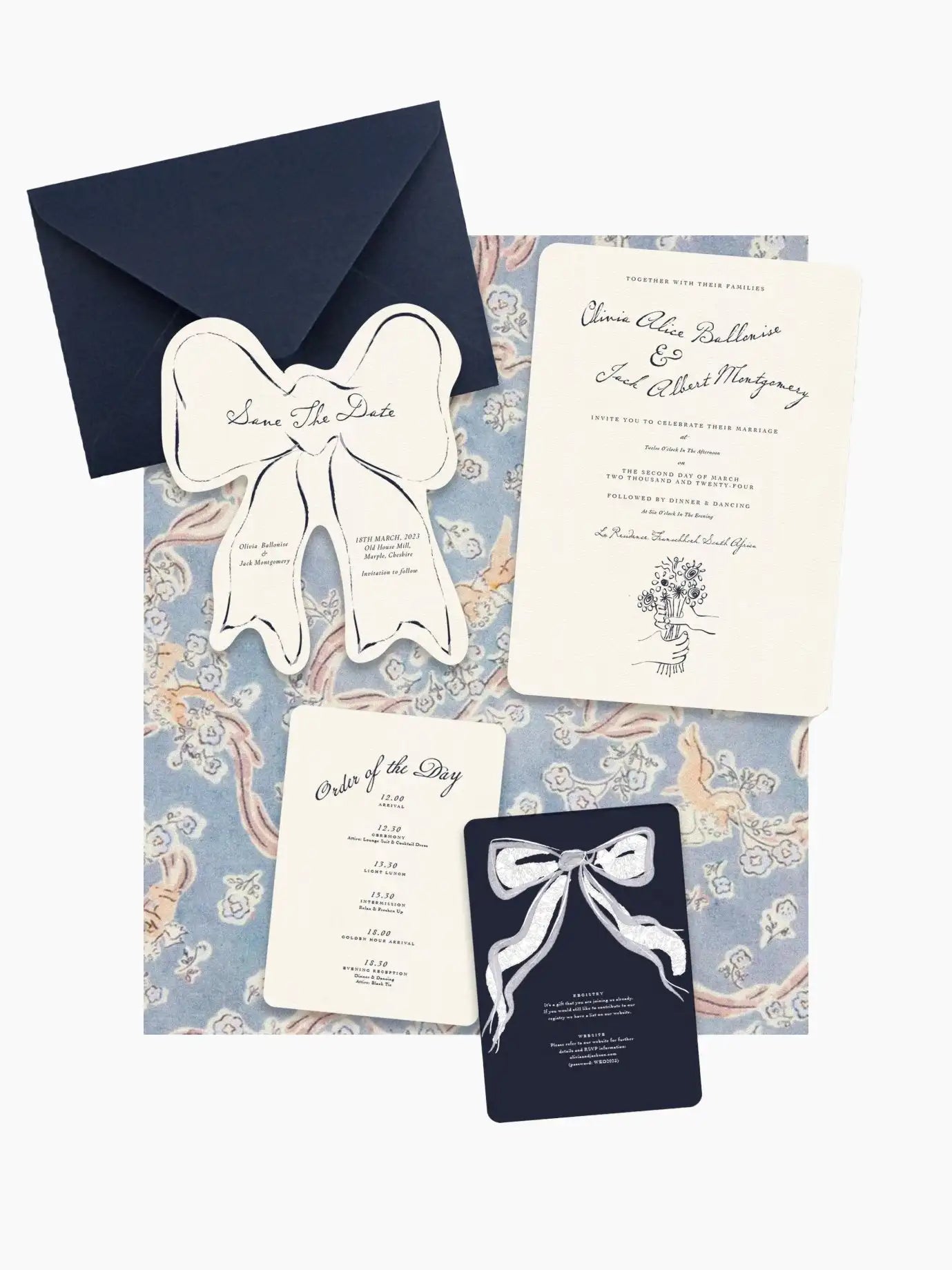 Bow Save The Date Wedding Cards