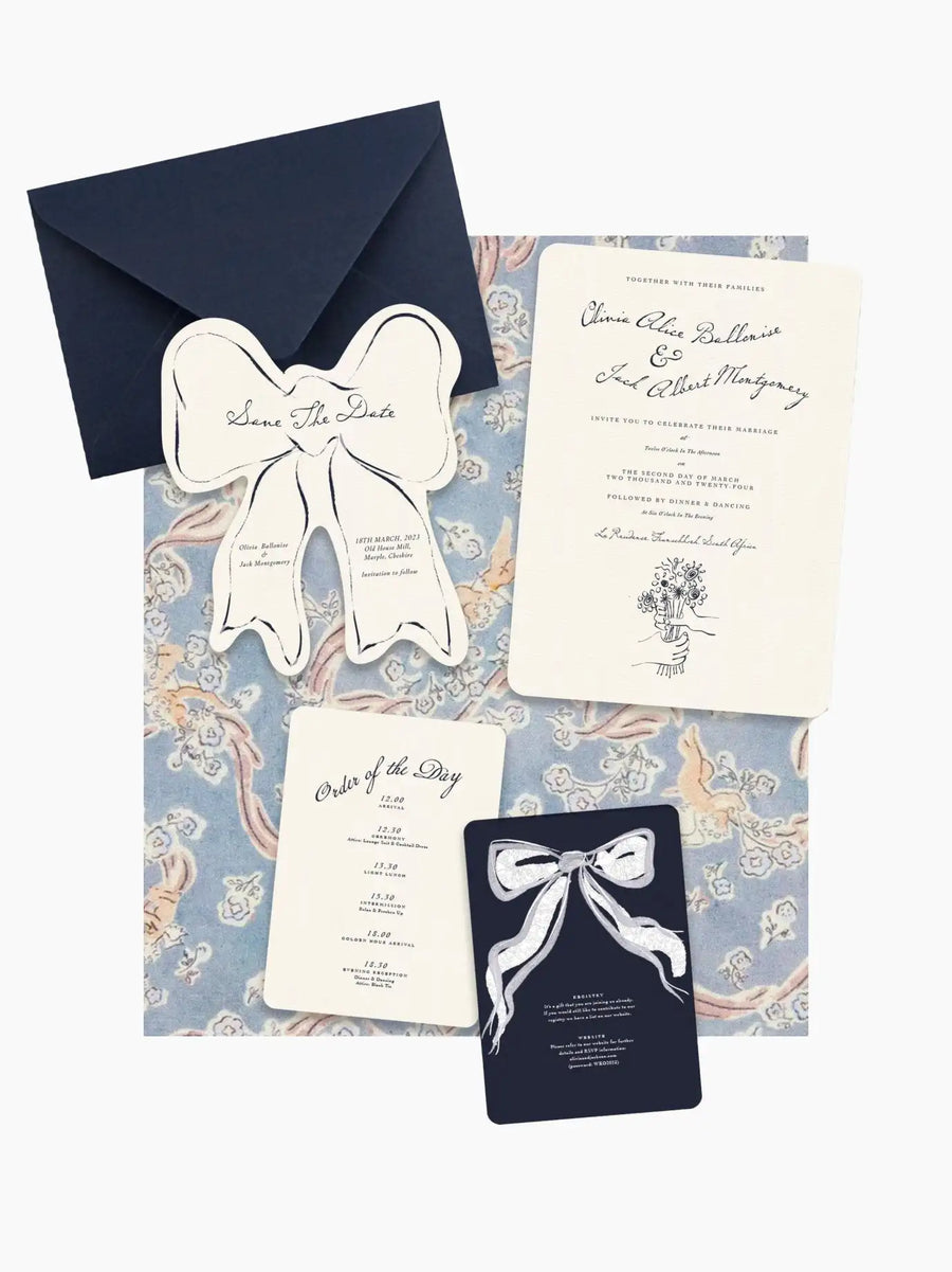Bow Save The Date Wedding Cards