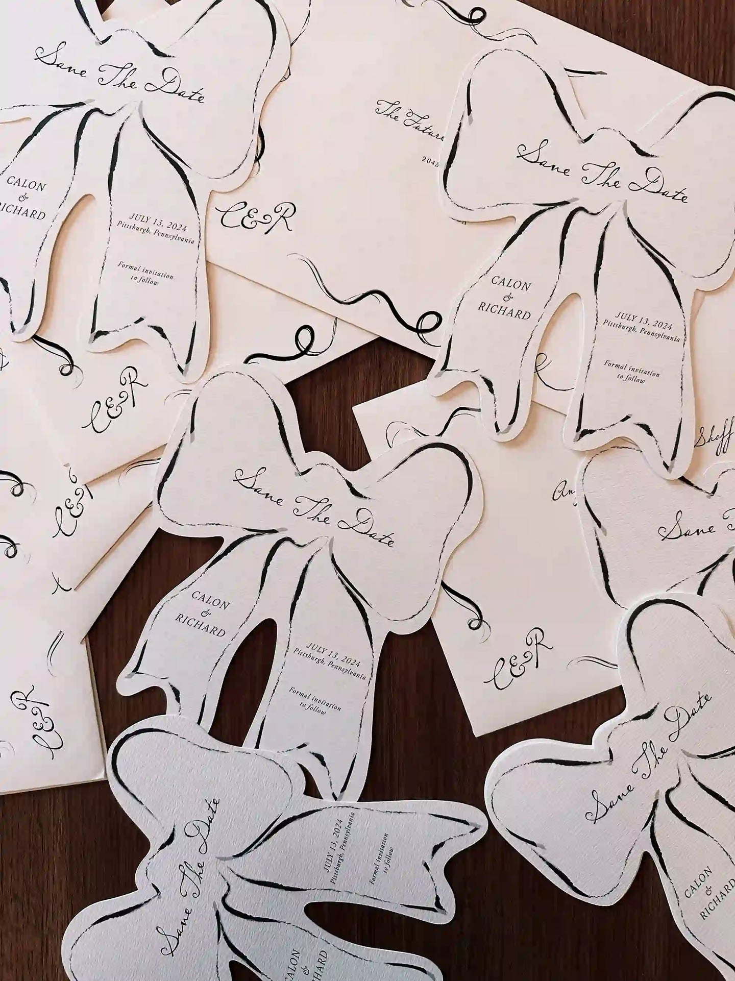 Bow Save The Date Wedding Cards