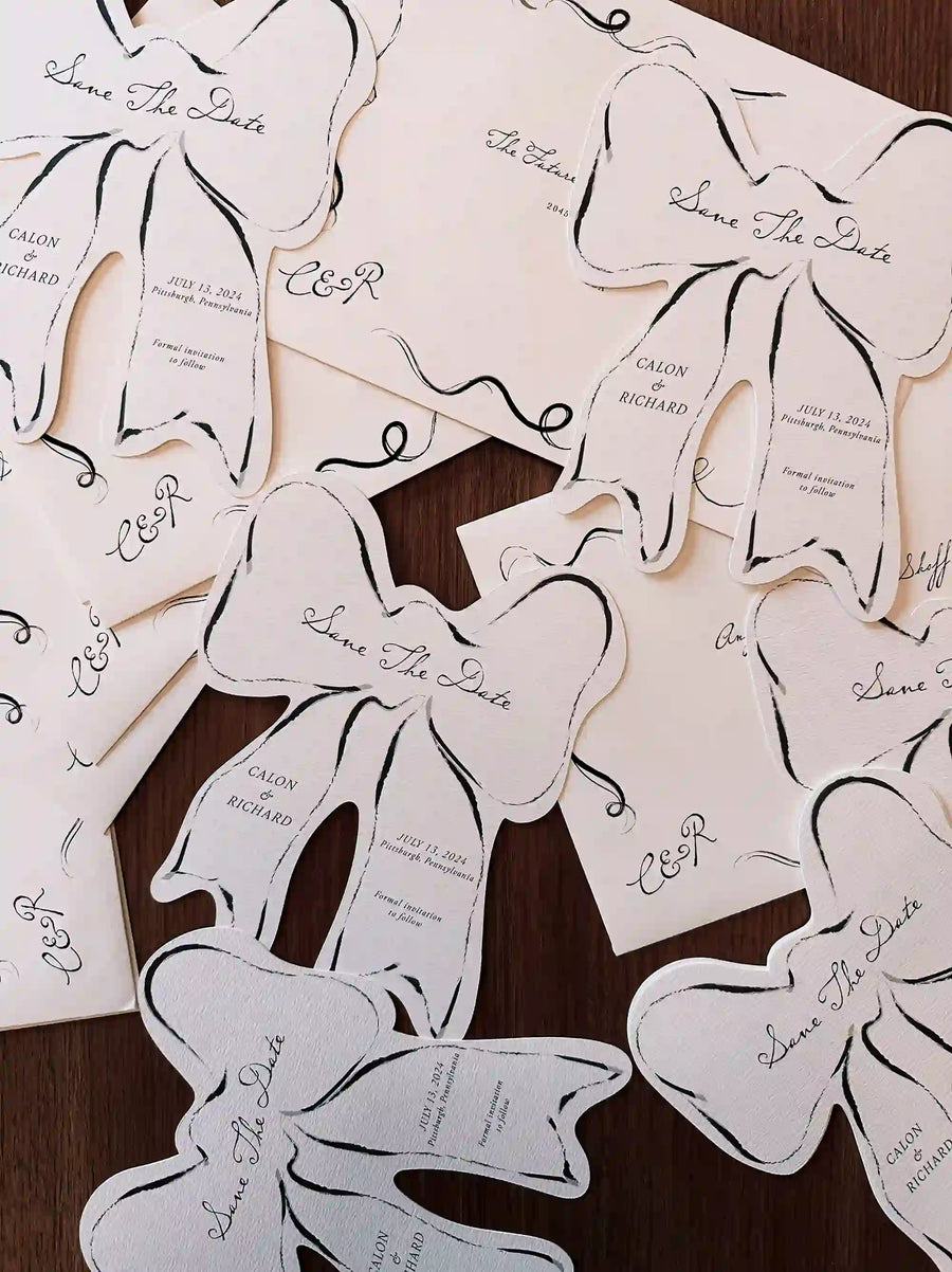 Bow Save The Date Wedding Cards