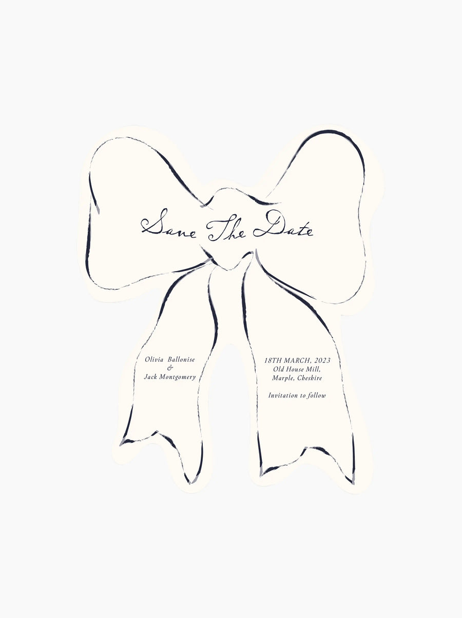 Bow Save The Date Wedding Cards