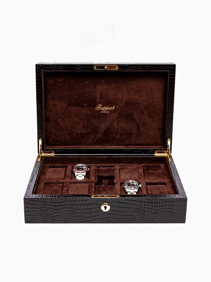 Brown Brompton Leather Ten-Piece Watch Box