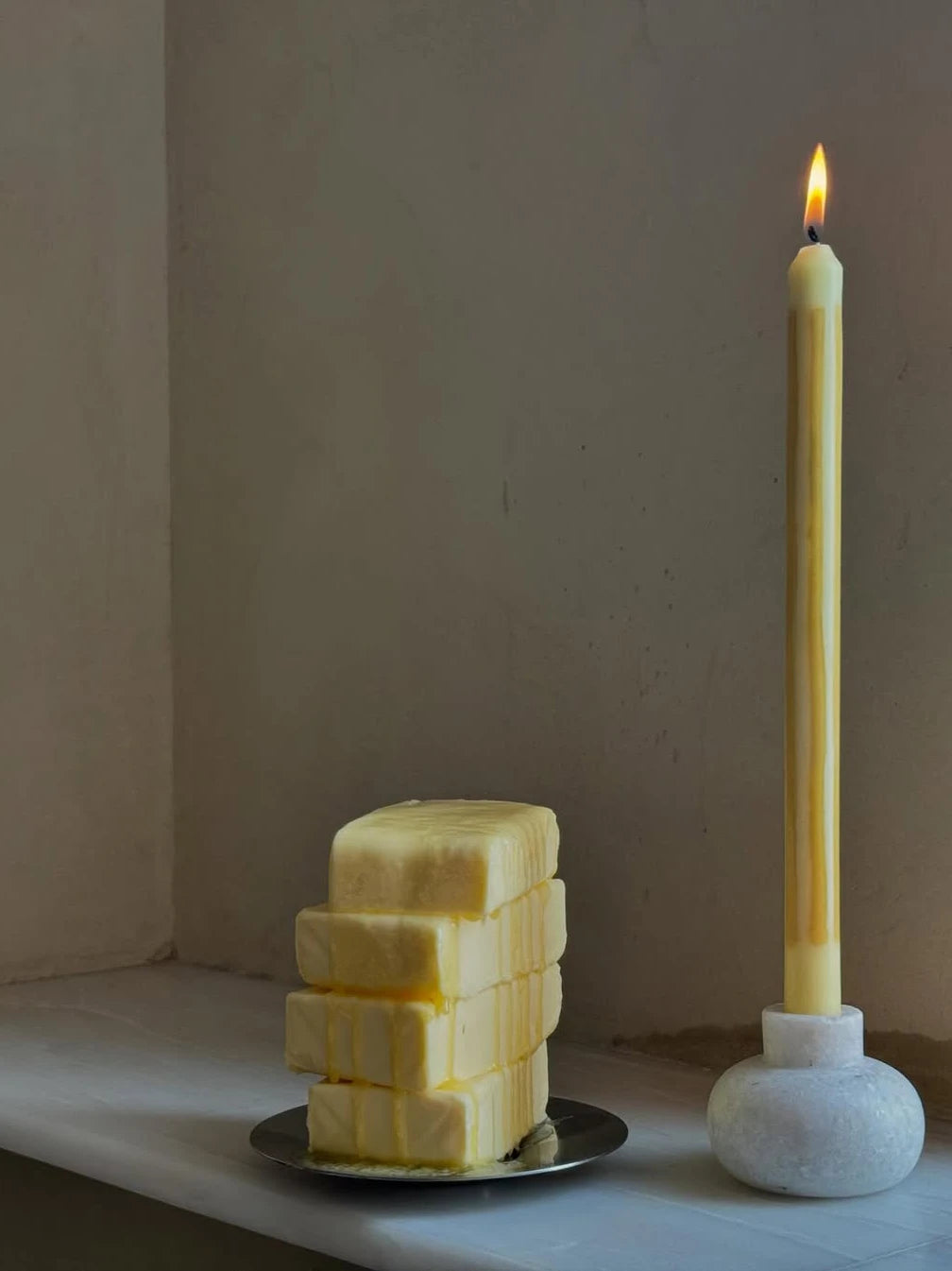Butter Boy Yellow Dinner Candles Set of 2