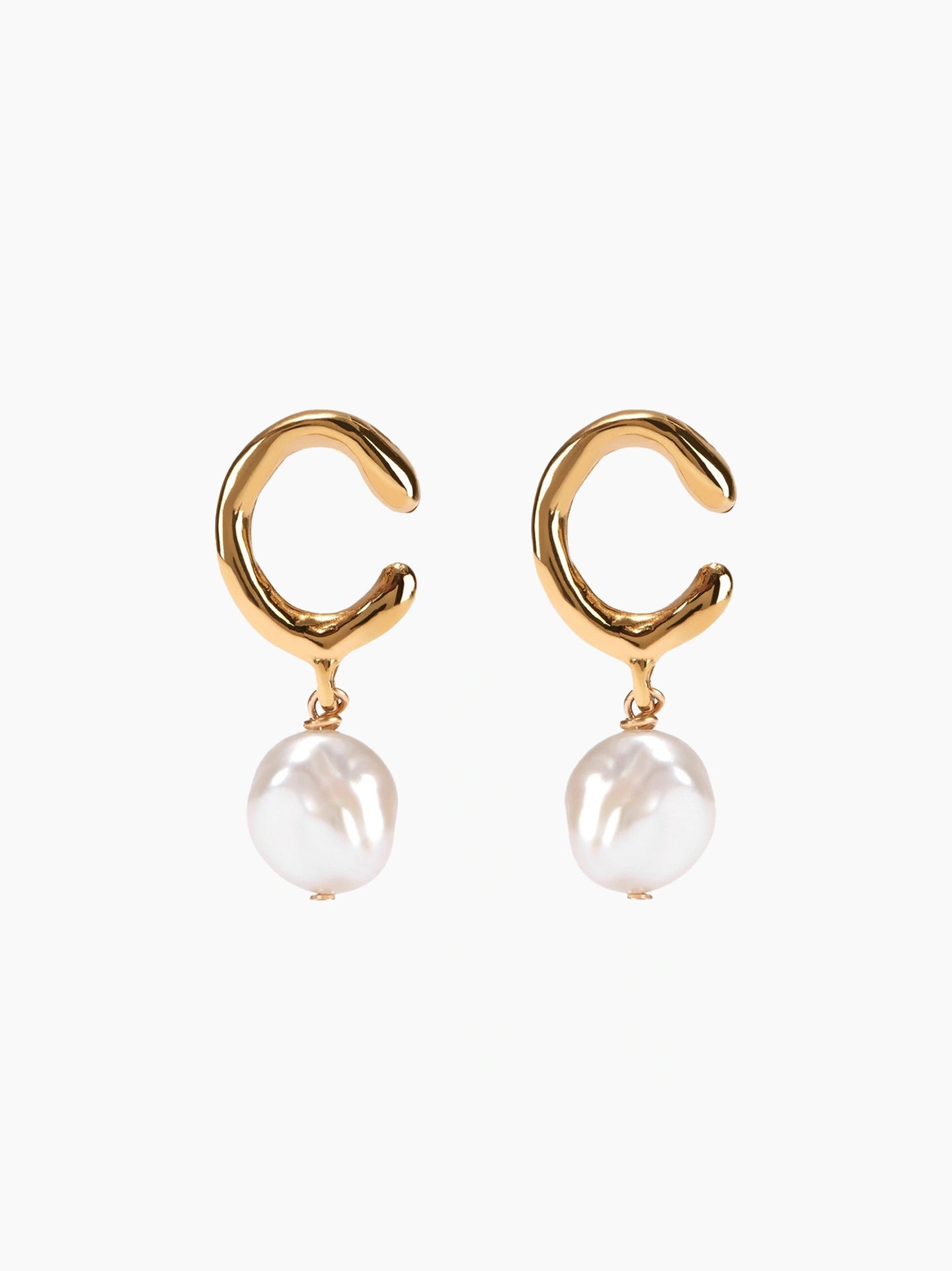 Gold Pearl Letter Earrings