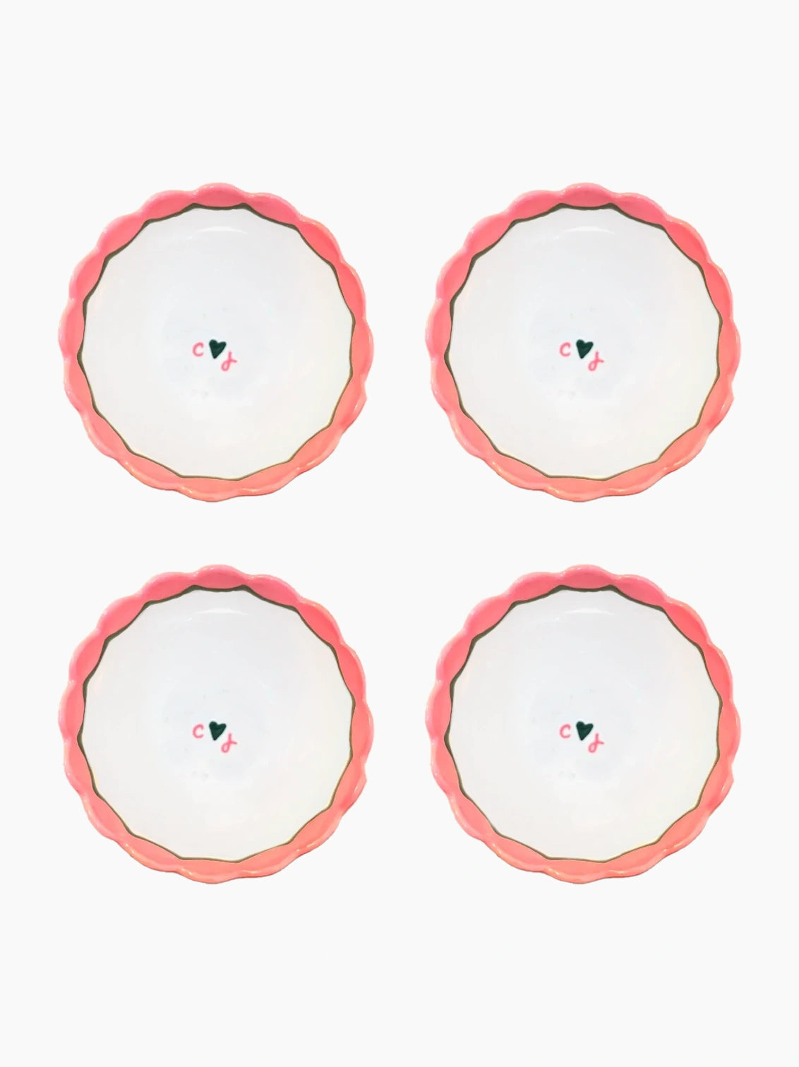 Bespoke Initial Scalloped Bowls Set of 4