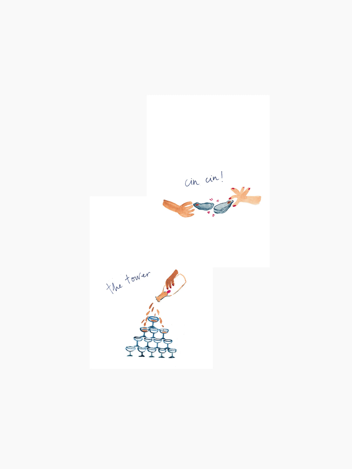 Champagne Tower & Oysters Napkins Set of 2