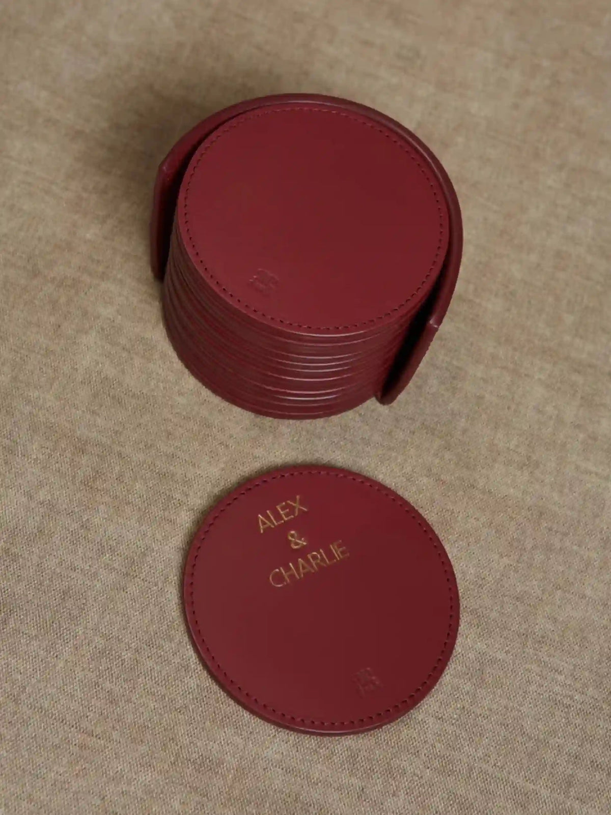 Personalised Leather Coaster Set