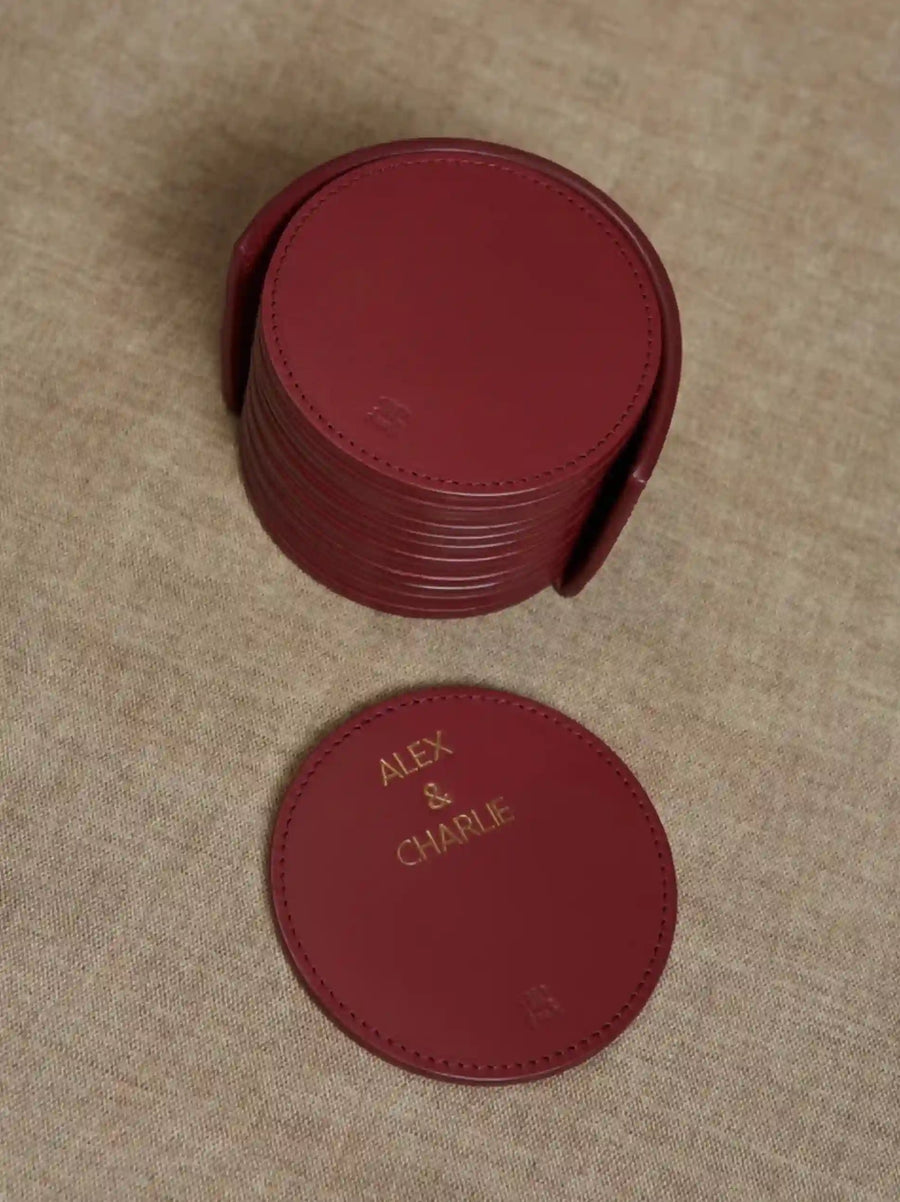 Personalised Leather Coaster Set