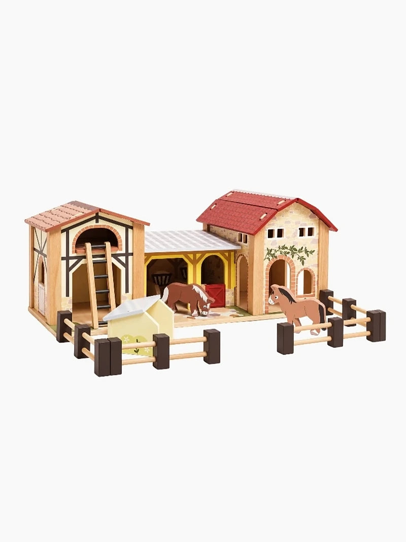 Wooden Toy Farmyard Stables Playset