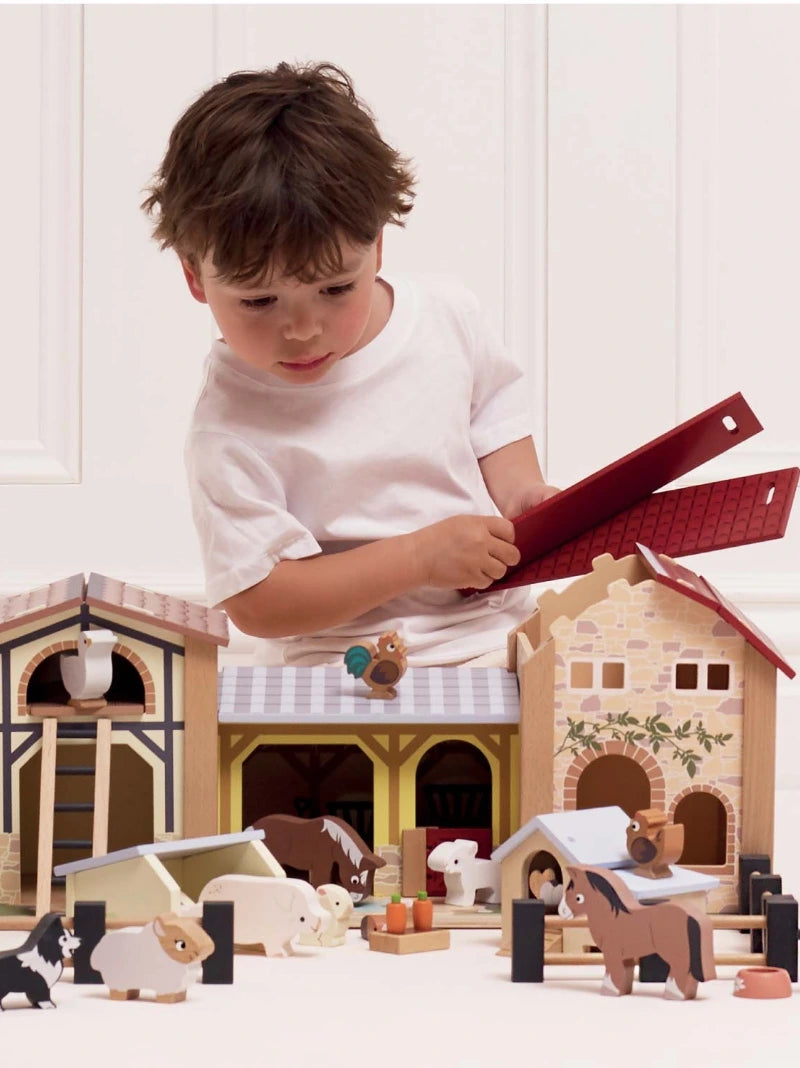 Wooden Toy Farmyard Stables Playset